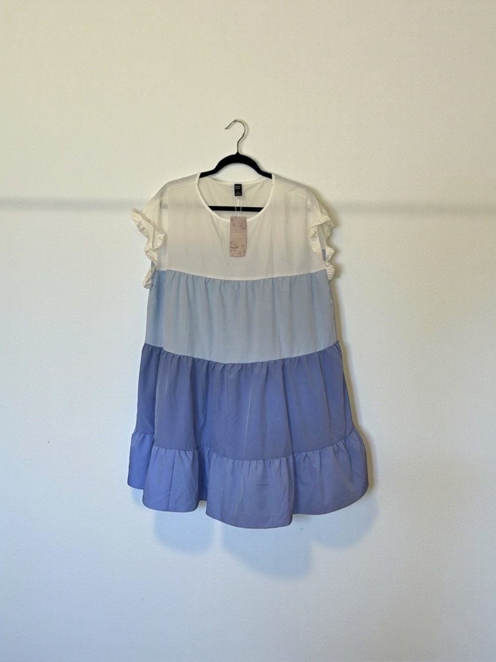 NWT SHEIN Colorblock Ruffle Sleeve Dress
